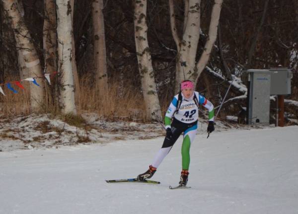 Eliza winding her way through the course...looks like VT has more snow than AK right now!