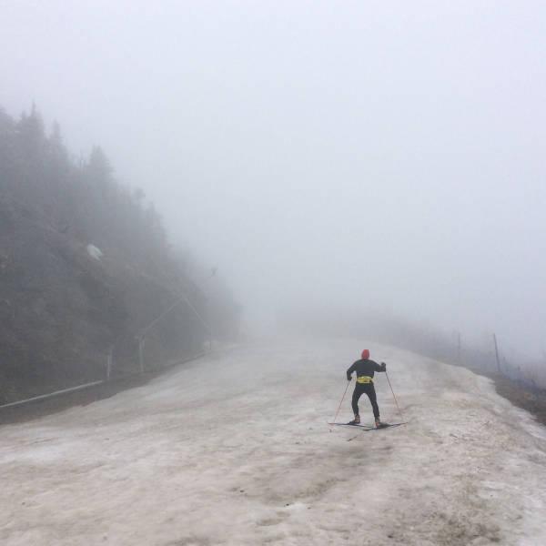 Tim got the skis on here and there, but mostly it was hiking, sliding, and avoiding catastrophic falls on icy black diamonds. Of course the sun came out at the bottom!