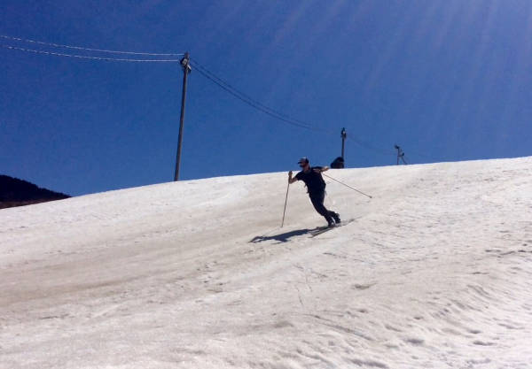 Coach practicing his turns