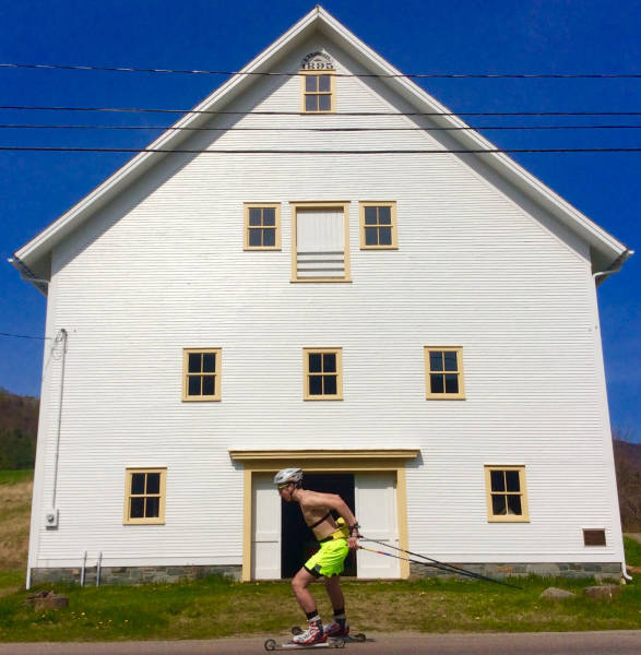 Rolling past the barns of Huntington