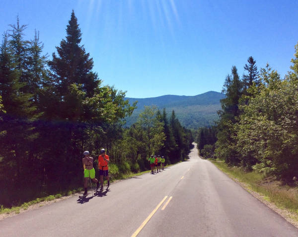 Rolling near Lancaster on the last day. That tall peak in the background is Starr King, which we climbed on day 1