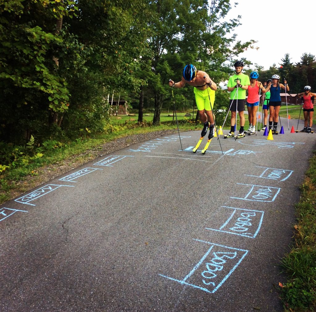Early in the week we did a little downhill training. Here's Alex making the most out of the "start gate"