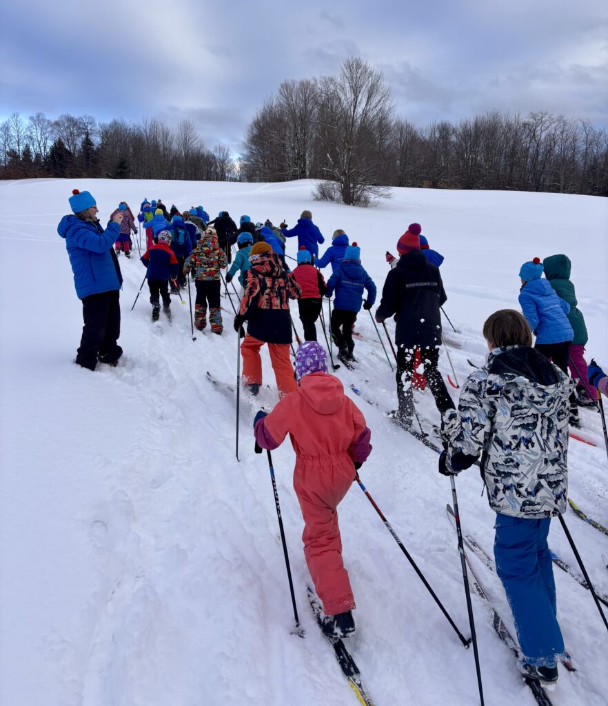 Skiers starting the mini marathon